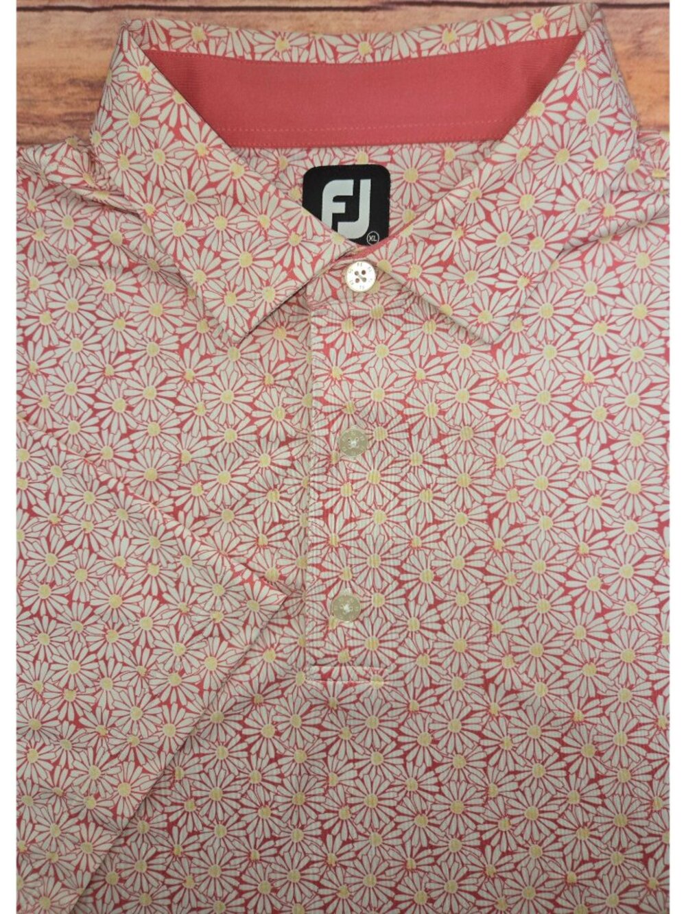 FootJoy Mens Pink Floral Polo XL - Revere Golf Club